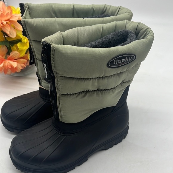 Husky Tan Warm Nylon Rubber Wool Winter Boots Size 7 WRB4282G - Picture 1 of 8